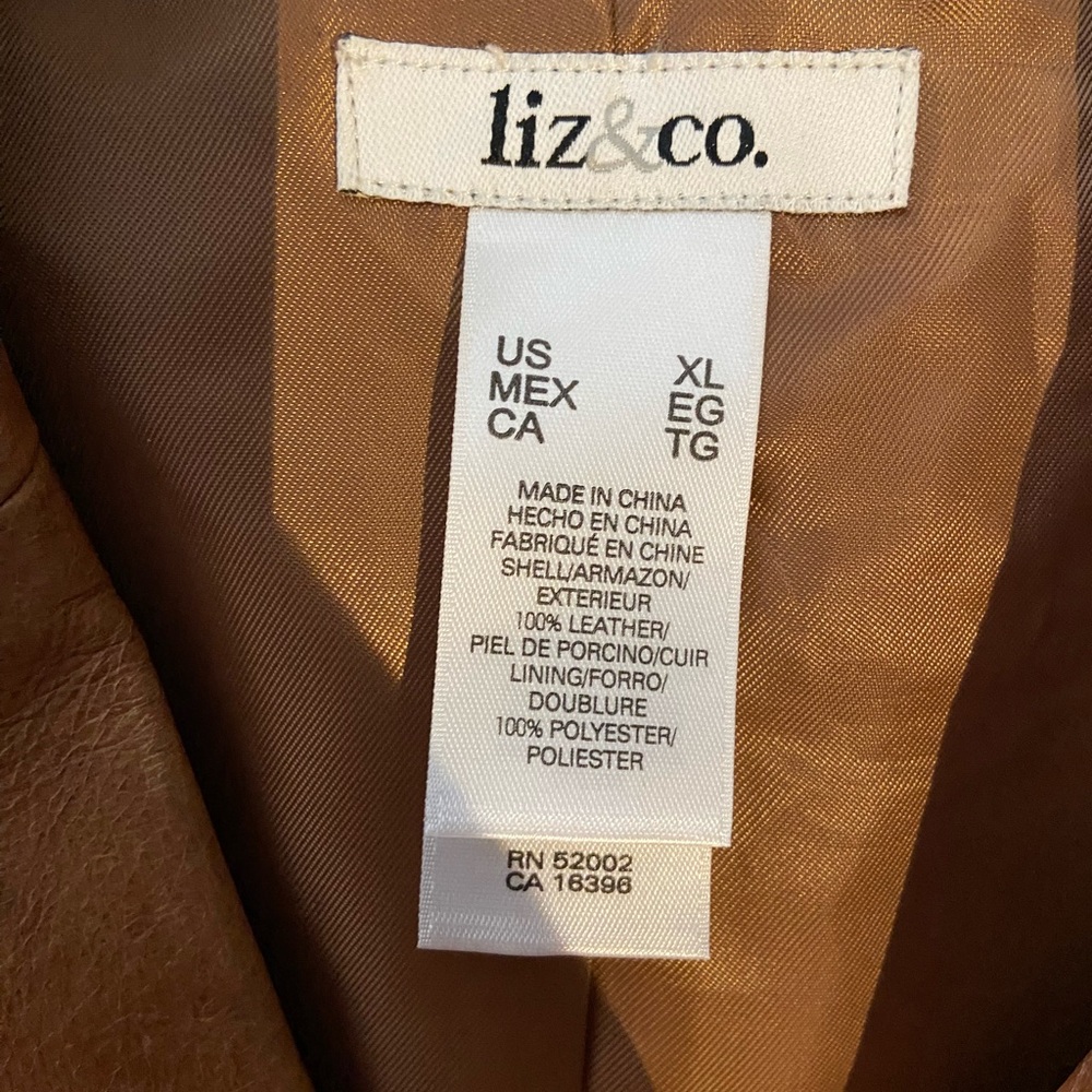 liz & co. Women's Tan Leather Button-Front Jacket - Picture 3 of 11